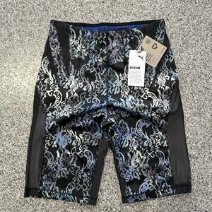 Puma Koche Half Tight Womens S High Rise Biker Shorts Luxe Blue Paisley Sheer